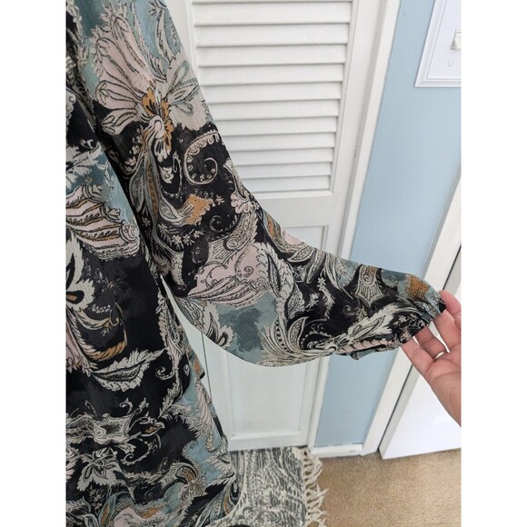 Maurices Top Sz 3X Boho Sheer Multi Paisley Off The Shoulder Peplum Ruffle Trim - Picture 4 of 14